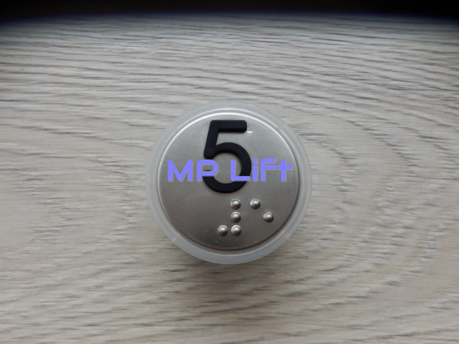 PRZYCISK VEGA VENUS XL "5" Z BRAILLEM, MATOWY, PODŚWIETLENIE CZERWONE, WKRĘTY