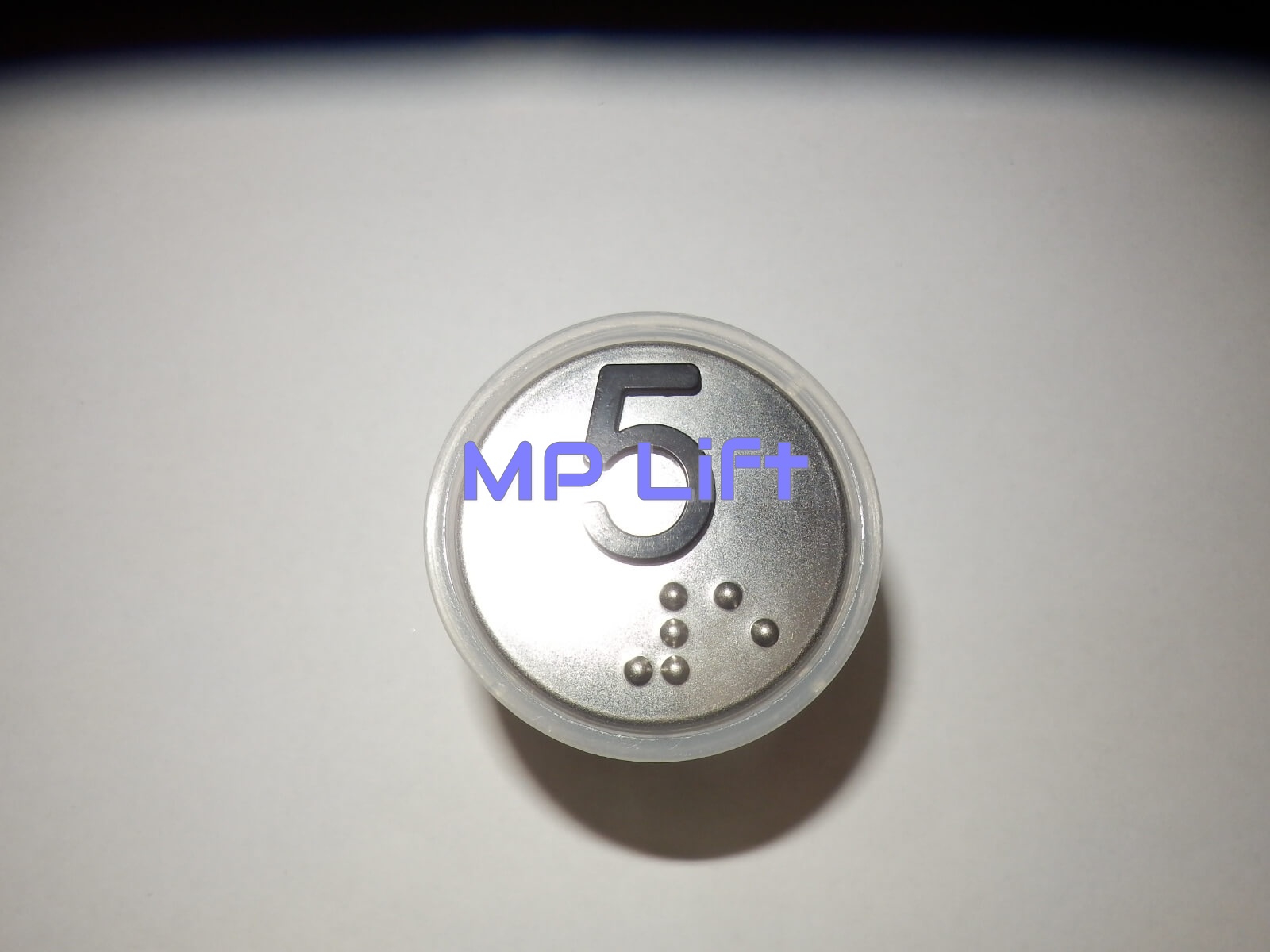 PRZYCISK VEGA VENUS XL "5" Z BRAILLEM, MATOWY, PODŚWIETLENIE NIEBIESKIE, WKRĘTY