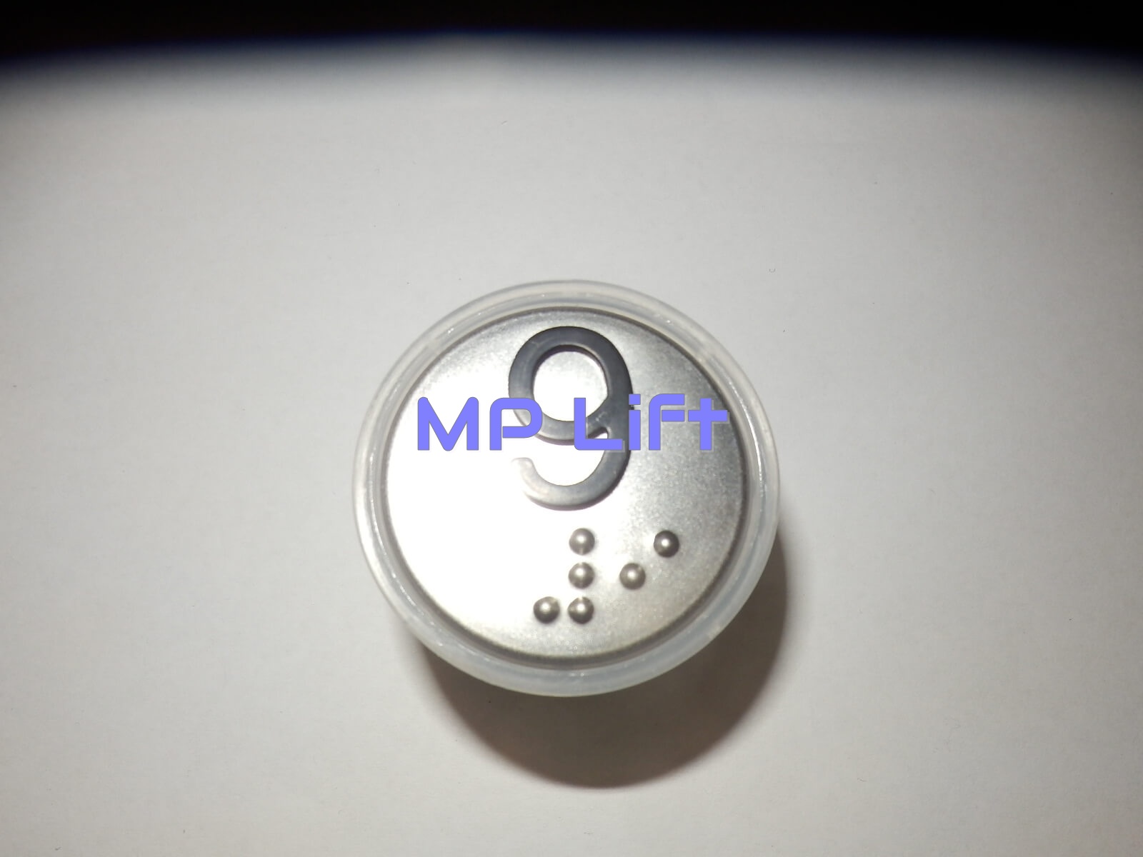 PRZYCISK VEGA VENUS XL "9" Z BRAILLEM, MATOWY, PODŚWIETLENIE NIEBIESKIE, WKRĘTY