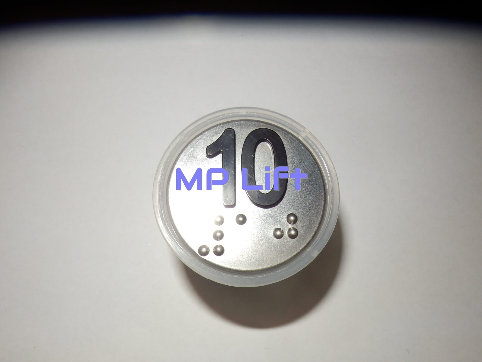 PRZYCISK VEGA VENUS XL "10" Z BRAILLEM, MATOWY, PODŚWIETLENIE NIEBIESKIE, WKRĘTY